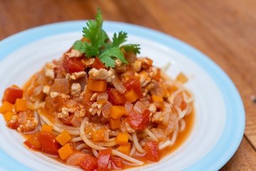 spaghetti chicken with tomato sauce