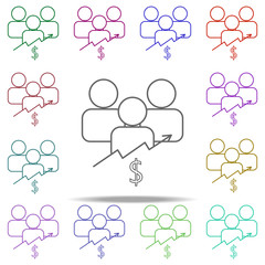 salary growth of employees line icon. Elements of Bank in multi color style icons. Simple icon for websites, web design, mobile app, info graphics
