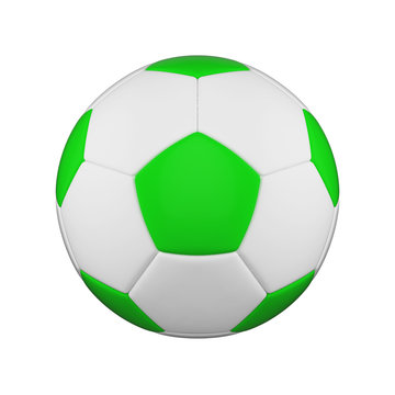 Soccer ball isolated on white background. White and green football ball.