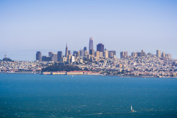 The San Francisco skyline as seen from across the bay; California