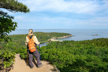 Hiking on the Beehive Trail, Acadia National Park, Maine