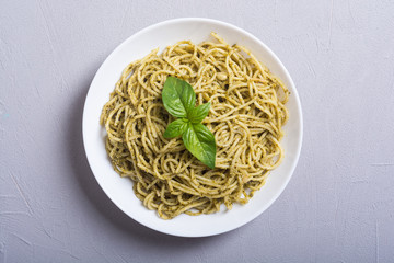 Pasta spaghetti with sauce pesto