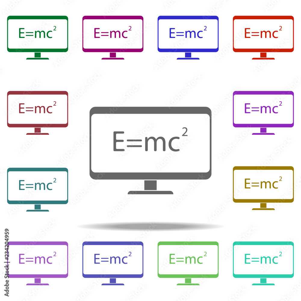 Poster formula on the monitor icon. elements of university life in multi color style icons. simple icon for