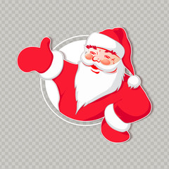 Christmas silhouette of Santa Claus in red, with his hand indicates the direction.