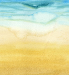 Fototapeta na wymiar seamless horizontal pattern of watercolor gradient Sea and sand