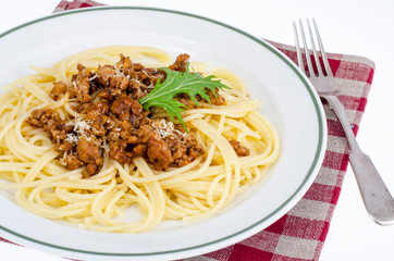 Bolognese pasta, plate