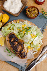 Fried chicken breast with spices