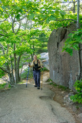 Fototapeta na wymiar Hiking on the Beehive Trail, Acadia National Park, Maine