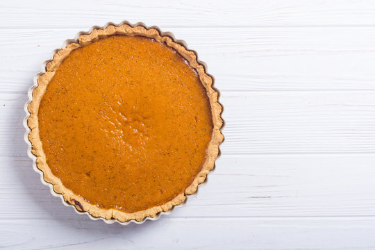 Homemade american traditional pumpkin pie