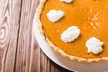 Homemade american traditional pumpkin pie