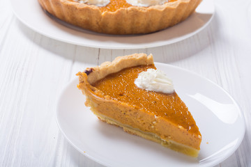 Homemade american traditional pumpkin pie