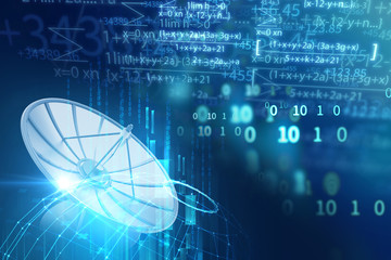 3d illustration of Satellite dish  on abstract technology background