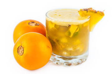 Traditional Colombian beverage from the region of Valle del Cauca made of lulo (Solanum quitoense), pineapple and corn called champus