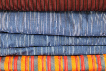 Stacked Traditional Fabric of Tenun Lurik Java