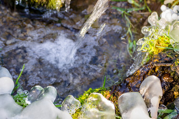 Beautiful icy spring in sunny day
