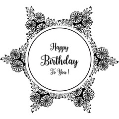Birthday card with floral hand draw style vector art