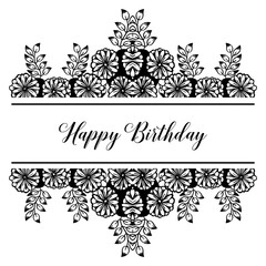 Birthday card with floral hand draw style vector art