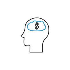 finance, thoughts, money 2 colored line icon. Simple colored element illustration. thoughts, money icon outline symbol design from finance set