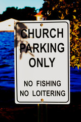 Fototapeta premium Church Parking Only Metal Sign