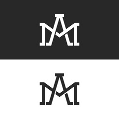 Monogram initials AM or MA letters logo design mockup, overlapping two capital letters A and M creative trendy wedding emblem