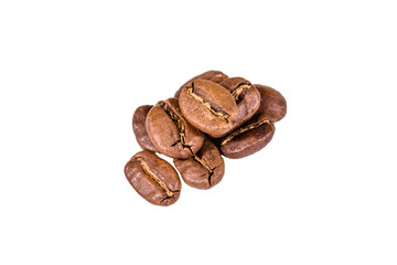 Pile of the coffee beans isolated on a white background