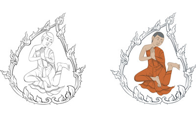 Animal in Thai tradition painting,Thai tattoo, vector