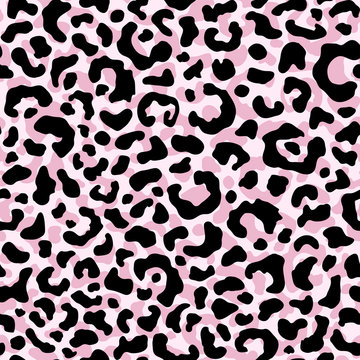 Pastel leopard fur texture seamless pattern. Exotic animal design. Vector illustration background. Wild big cat print. 