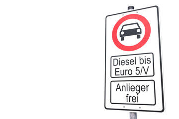 Diesel - Fahrverbot - Verkehrsschild - Freisteller