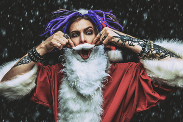 portrait of punk santa