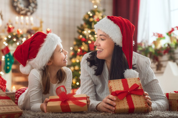 family celebrating Christmas