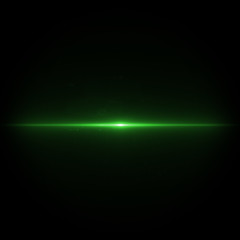 Lens flare green light special effect Black background