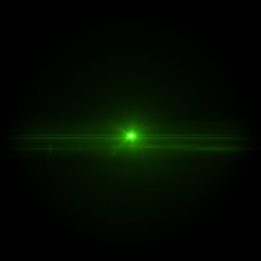 Lens flare green light special effect Black background