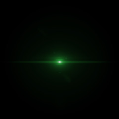 Lens flare green light special effect Black background