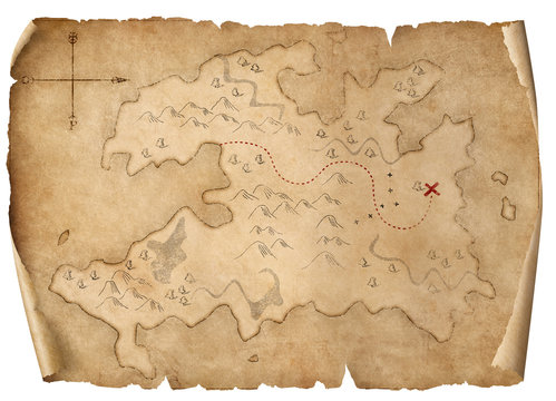 treasure medieval map isolated 3d illustration