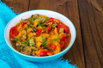 Bowl with vegetable stew