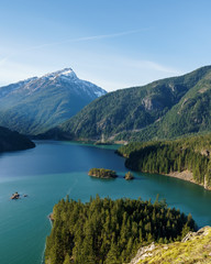 beautiful Diablo lake in the mountains Washington state USA.
