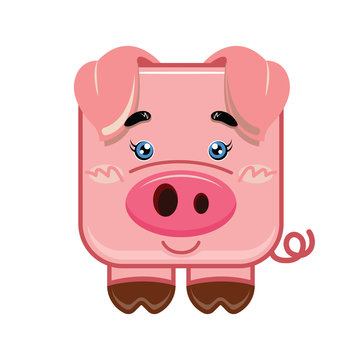 Vector illustration of cute pig cartoon