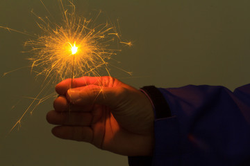 The beautiful sparklers in hands