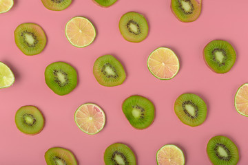 Fototapeta premium Food texture. Seamless pattern of fresh various fruits.