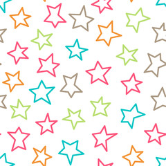 Vector seamless pattern of colorful abstract stars.