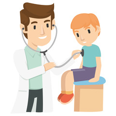 A paediatrican use stethoscope to examining kid