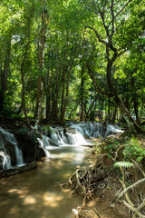 Naklejka na ściany i meble Landscape view of Kroeng Krawia Waterfall.