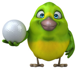 Fun green bird - 3D Illustration