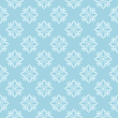 White and blue floral ornament. Seamless pattern