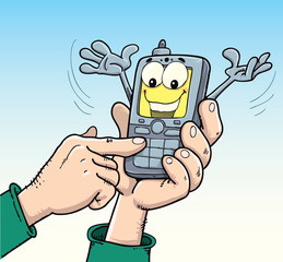 A mobile phone mascot