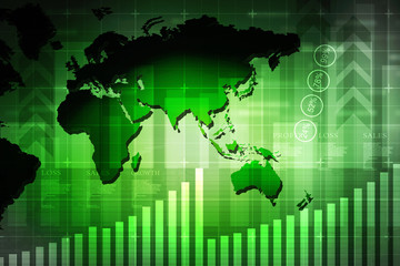 2d rendering Stock market online business concept. business Graph 