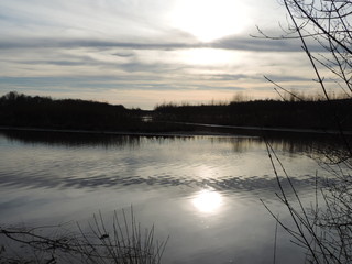 Sonnenuntergang am Stausee Hagenau in Ober&ouml;sterriech