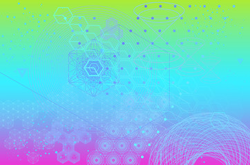 Sacred geometry symbols and elements background.
