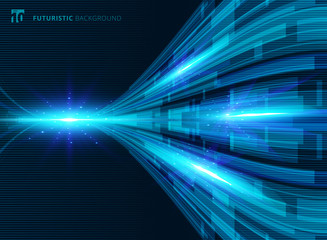 Abstract blue virtual technology concept futuristic digital perspective background