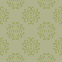 Olive green and gray floral seamless pattern